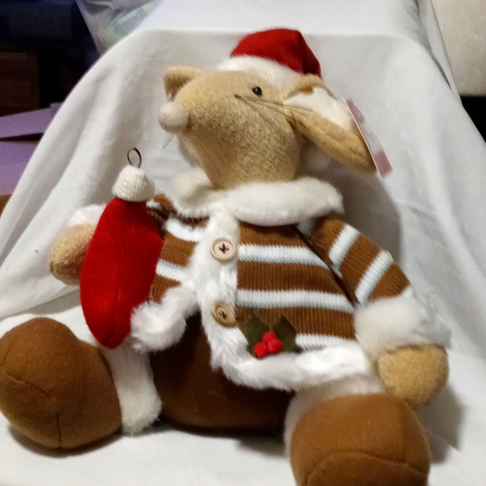 AVAILABLE -2017 Dan Dee 16" tall tan/ brown Christmas bean bottom plush